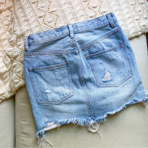Free People| Split Hem Denim Mini Skirt - Picture 2 of 4
